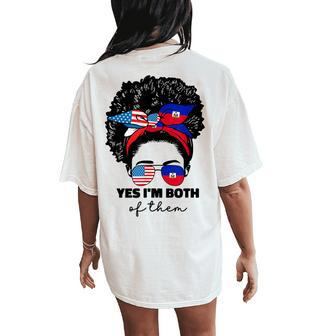 Half Haitian And American America Haiti Usa Flag Girl Afro Women's Oversized Comfort T-Shirt Back Print - Monsterry AU