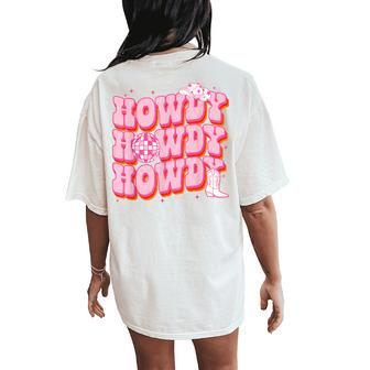 Howdy Southern Western Girl Country Rodeo Pink Cowgirl Disco Women's Oversized Comfort T-Shirt Back Print | Mazezy DE