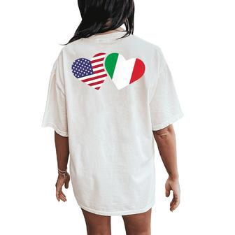 Italy Usa Flag T Heart Italian American Love Women's Oversized Comfort T-Shirt Back Print - Monsterry DE