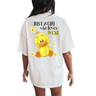 Just A Girl Who Loves Ducks Women's Oversized Comfort T-Shirt Back Print - Monsterry