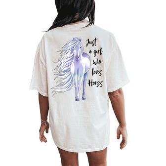 Just A Girl Who Loves Horses Horse Horseback Riding Women's Oversized Comfort T-Shirt Back Print - Thegiftio UK