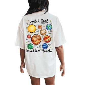 Just A Girl Who Loves Planets Solar Space Science Lover Women's Oversized Comfort T-Shirt Back Print - Seseable