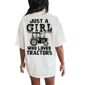 Just A Girl Who Loves Tractors Farmer Women's Oversized Comfort T-Shirt Back Print - Monsterry