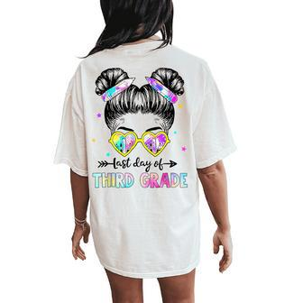 Last Day Of Third Grade Girls Messy Bun Last Day Graduation Women's Oversized Comfort T-Shirt Back Print - Monsterry