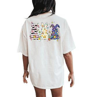 Leopard Easter Rabbit Floral Easter Day 2024 Easter Women's Oversized Comfort T-Shirt Back Print | Mazezy