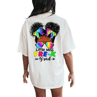 Little Miss Pre-K Grad Graduation Messy Bun Black Girls Women's Oversized Comfort T-Shirt Back Print - Monsterry DE