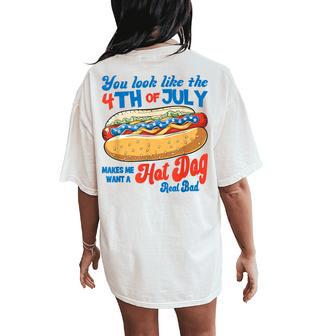 You Look Like The 4Th Of July Hot Dog American Kid Women's Oversized Comfort T-Shirt Back Print | Seseable UK