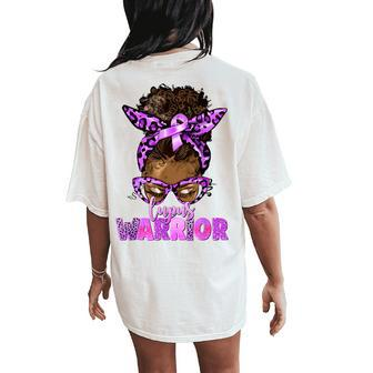 Lupus Warrior Afro Messy Bun Black Lupus Awareness Women's Oversized Comfort T-Shirt Back Print | Mazezy CA