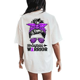 Lupus Warrior Messy Bun Wear Purple Lupus Awareness Women's Oversized Comfort T-Shirt Back Print - Monsterry