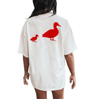 Mama Duck 1 Duckling Animal Family R Women's Oversized Comfort T-Shirt Back Print - Monsterry