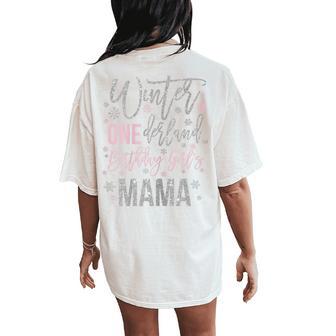Mama Pink Winter Onederland 1St Birthday Snowflake Matching Women's Oversized Comfort T-Shirt Back Print - Thegiftio UK