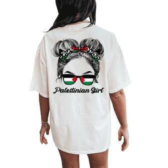 Messy Hair Sunglasses Palestinian Girl Palestine Pride Women's Oversized Comfort T-Shirt Back Print - Monsterry