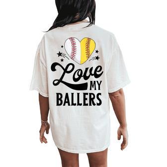 Mom S For Love My Ballers Softball Women's Oversized Comfort T-Shirt Back Print - Monsterry DE