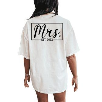 Mrs Est 2022 Married Wedding Wife Husband Mr Matching Women's Oversized Comfort T-Shirt Back Print - Seseable