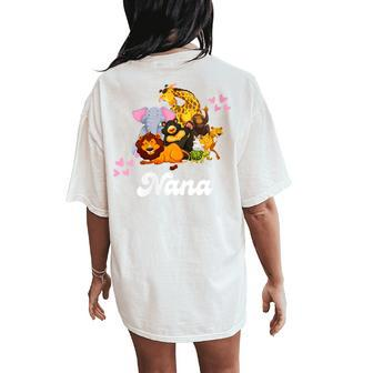 Nana Grandma Cute Zoo Animals Lion Giraffe Elephant Pink Women's Oversized Comfort T-Shirt Back Print - Monsterry AU