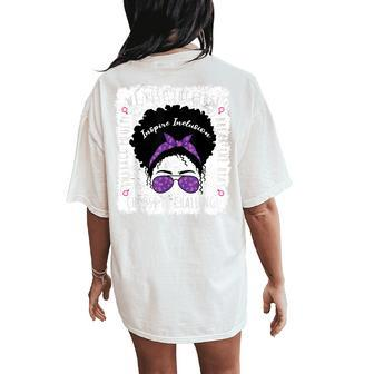 National Women's History Month 2024 History Month Messy Bun Women's Oversized Comfort T-Shirt Back Print - Seseable