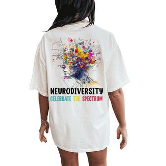 Neurodiversity Brain Autism Awareness Asd Adhd Kid Women's Oversized Comfort T-Shirt Back Print - Seseable