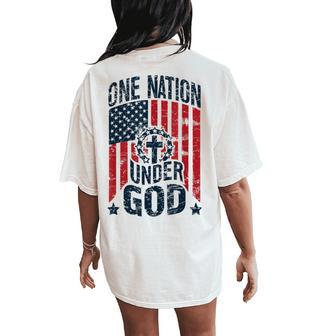 One Nation Under God American Flag Christian Patriotic Women's Oversized Comfort T-Shirt Back Print - Thegiftio UK