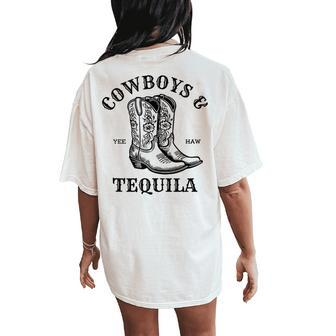 Outfit For Rodeo Western Country Cowboys And Tequila Women's Oversized Comfort T-Shirt Back Print - Monsterry