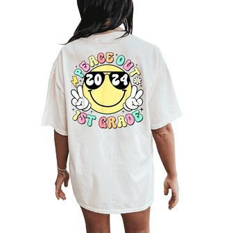 Peace Out 1St Grade Retro Smile Last Day Of School 2024 Women's Oversized Comfort T-Shirt Back Print - Monsterry DE