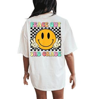 Peace Out 3Rd Grade Teacher Retro Smile Last Day Of School Women's Oversized Comfort T-Shirt Back Print - Monsterry