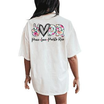 Peace Love Puerto Rico Vinatge Floral Puerto Rico Lovers Women's Oversized Comfort T-Shirt Back Print - Thegiftio UK