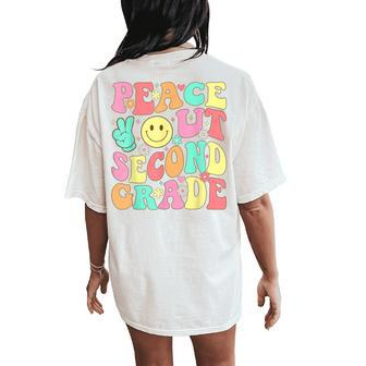 Peace Out Second Grade Groovy 2Nd Grade Last Day Of School Women's Oversized Comfort T-Shirt Back Print - Monsterry DE