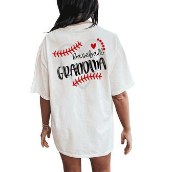 Personalized Baseball Heart Cute Grandma Baseball Women's Oversized Comfort T-Shirt Back Print - Monsterry