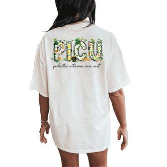 Picu Nurse St Patrick's Day Pediatric Intensive Care Unit Women's Oversized Comfort T-Shirt Back Print - Thegiftio UK