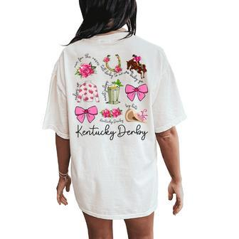 Pink Coquette Bow Derby Day Horse Racing 2024 Derby Women's Oversized Comfort T-Shirt Back Print | Mazezy