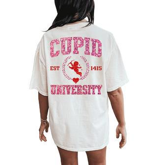 Pink Cupid University Valentines Day For Girls Women's Oversized Comfort T-Shirt Back Print - Monsterry