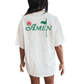 Pink Golfing Girl Flower Amen Master Golf Azalea Tournament Women's Oversized Comfort T-Shirt Back Print | Mazezy DE