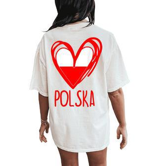 Polish Cute Heart Polska Poland Flag Boys Girls Women's Oversized Comfort T-Shirt Back Print - Monsterry UK