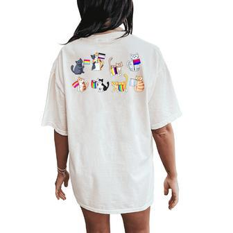 Pride Flags Cat Lgbt Pride Rainbow Trans Ace Pan Bi Lesbian Women's Oversized Comfort T-Shirt Back Print - Monsterry CA