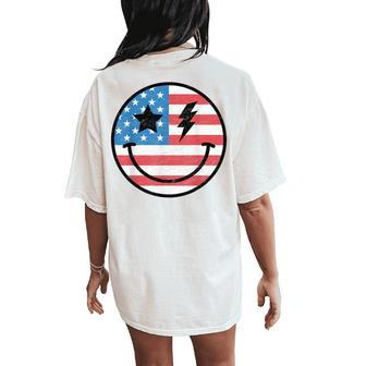 Retro Groovy America Usa Patriotic 4Th Of July Memorial Day Women's Oversized Comfort T-Shirt Back Print - Monsterry AU