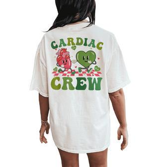 Retro Groovy Cardiac Crew St Patrick's Day Heart Cardiology Women's Oversized Comfort T-Shirt Back Print | Mazezy