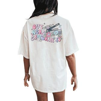 Retro Groovy Flower Medication Aide Out Here Crushin' It Lpn Women's Oversized Comfort T-Shirt Back Print - Monsterry DE
