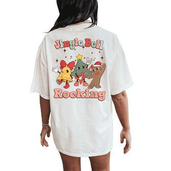 Retro Groovy Jingle Rock Bell Merry Christmas Hippie Outfit Women's Oversized Comfort T-Shirt Back Print | Mazezy