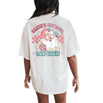Retro Pink Christmas Santa's Favorite Labor & Delivery Nurse Women's Oversized Comfort T-Shirt Back Print - Monsterry UK