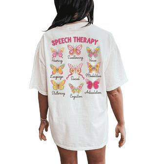 Retro Speech Therapy Butterfly Speech Language Pathologist Women's Oversized Comfort T-Shirt Back Print - Thegiftio UK