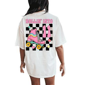 Rolling Into 11 Years Old Roller Skating Girl 11Th Birthday Women's Oversized Comfort T-Shirt Back Print - Monsterry CA