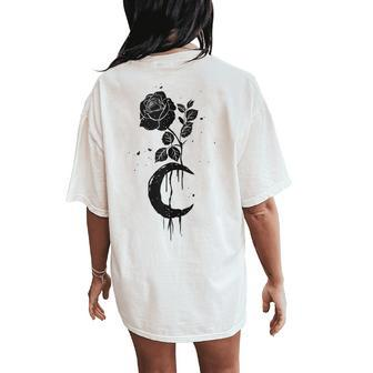 Rose Black Flower Roses Women's Oversized Comfort T-Shirt Back Print - Monsterry