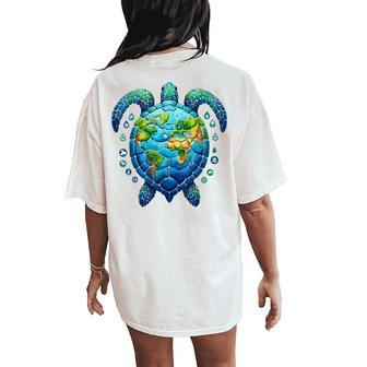 Sea Turtle Earth Day 2024 Sea Animals Sea Turtle Women's Oversized Comfort T-Shirt Back Print - Seseable