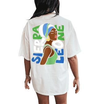 Sierra Leone Flag Ethnic African Heritage Black Woman Africa Women's Oversized Comfort T-Shirt Back Print - Monsterry AU