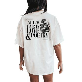 Skull All's Fair In Love & Poetry Men Women's Oversized Comfort T-Shirt Back Print | Mazezy