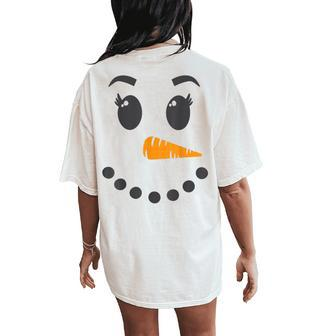 Snowoman Mrs Snowman Winter Holiday Matching Couples Family Women's Oversized Comfort T-Shirt Back Print - Monsterry AU