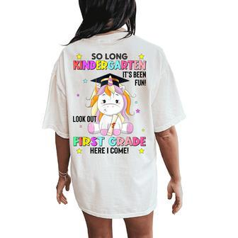 So Long Kindergarten Graduation Class 2024 Unicorn Girls Women's Oversized Comfort T-Shirt Back Print - Monsterry CA