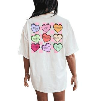 Special Education Teacher Candy Heart Valentines Day Love Women's Oversized Comfort T-Shirt Back Print | Mazezy