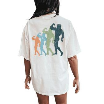 Sports Mom & Dad Silhouette Vintage Body Building Women's Oversized Comfort T-Shirt Back Print - Monsterry DE