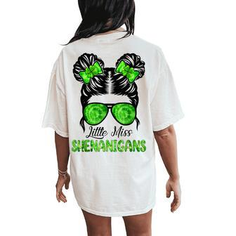St Patrick's Day For Daughter Little Miss Shenanigans Women's Oversized Comfort T-Shirt Back Print - Monsterry AU